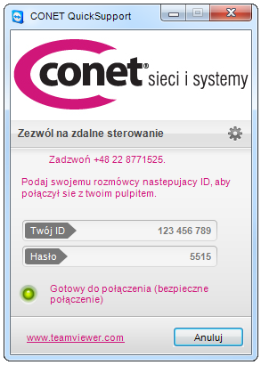 Podaj swojemu rozmówcy swój identyfikator i hasło